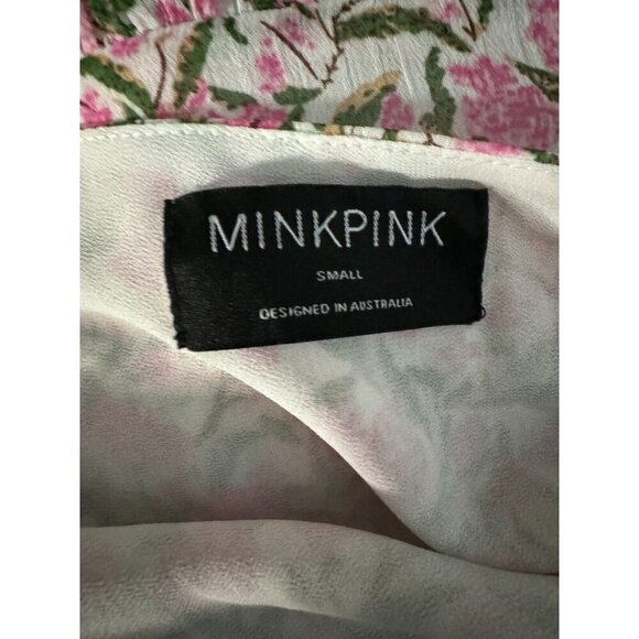 Minkpink White Pink Liberty Flowy Sleeves Elastic Waist Mini Dress Womens Size S - Picture 6 of 6